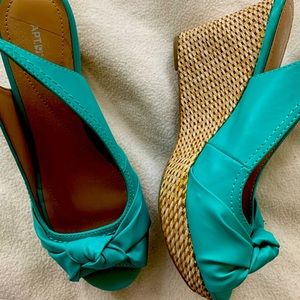 Wedge sandals-new or like new. Man made uppers.